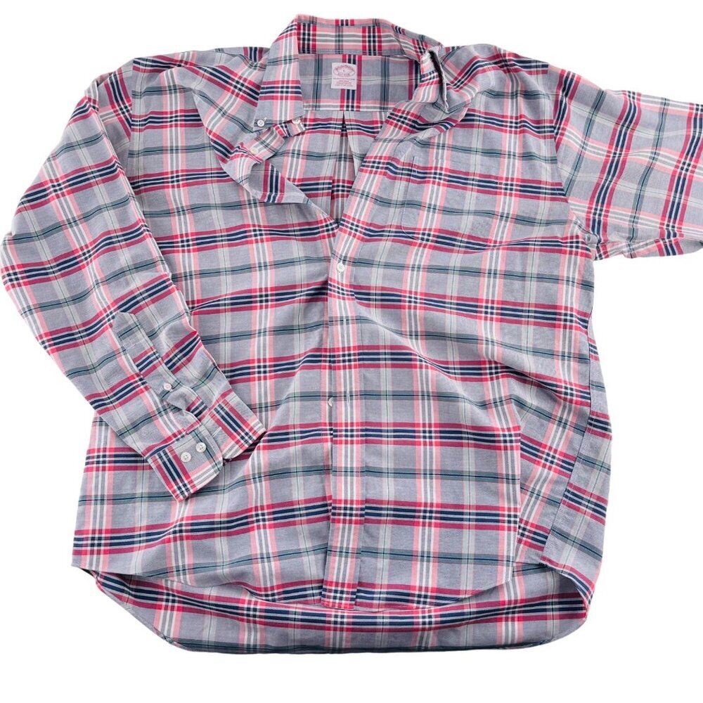Brooks Brothers Mens Large Plaid Long Sleeve Shirt The Original Polo